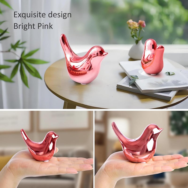 Notakia Small Birds Statues Pink Home Decor Modern Style Decorative Ornaments for Living Room, Bedroom, Office Desktop, Cabinets (2Pcs Pink Birds) - Image 5